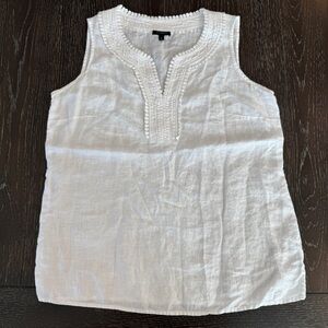 Talbots‎ White Linen Sleeveless Blouse Size Small